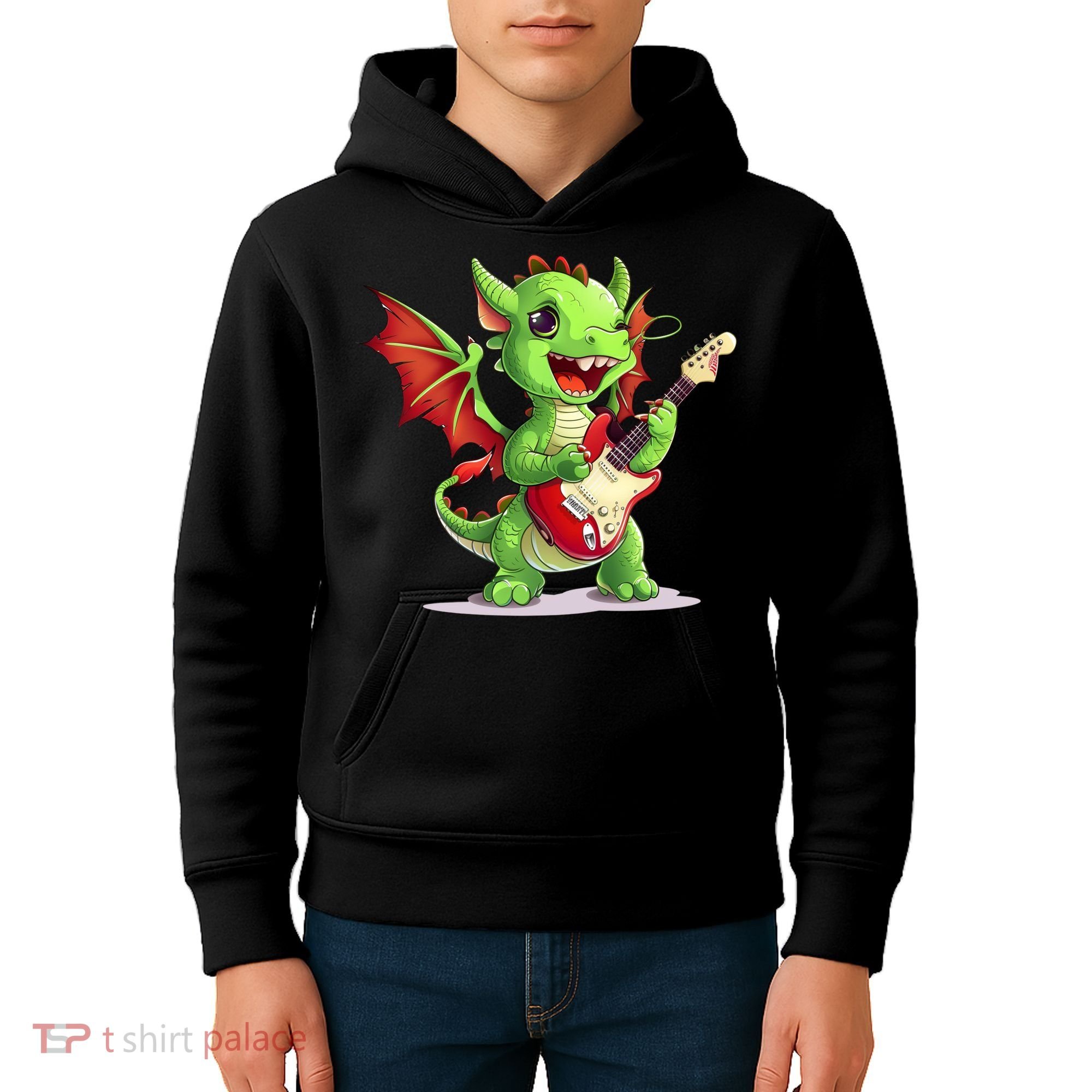 Fun Dragon Costume For Guitarists And Electric Guitar Lovers Kids Hoodie