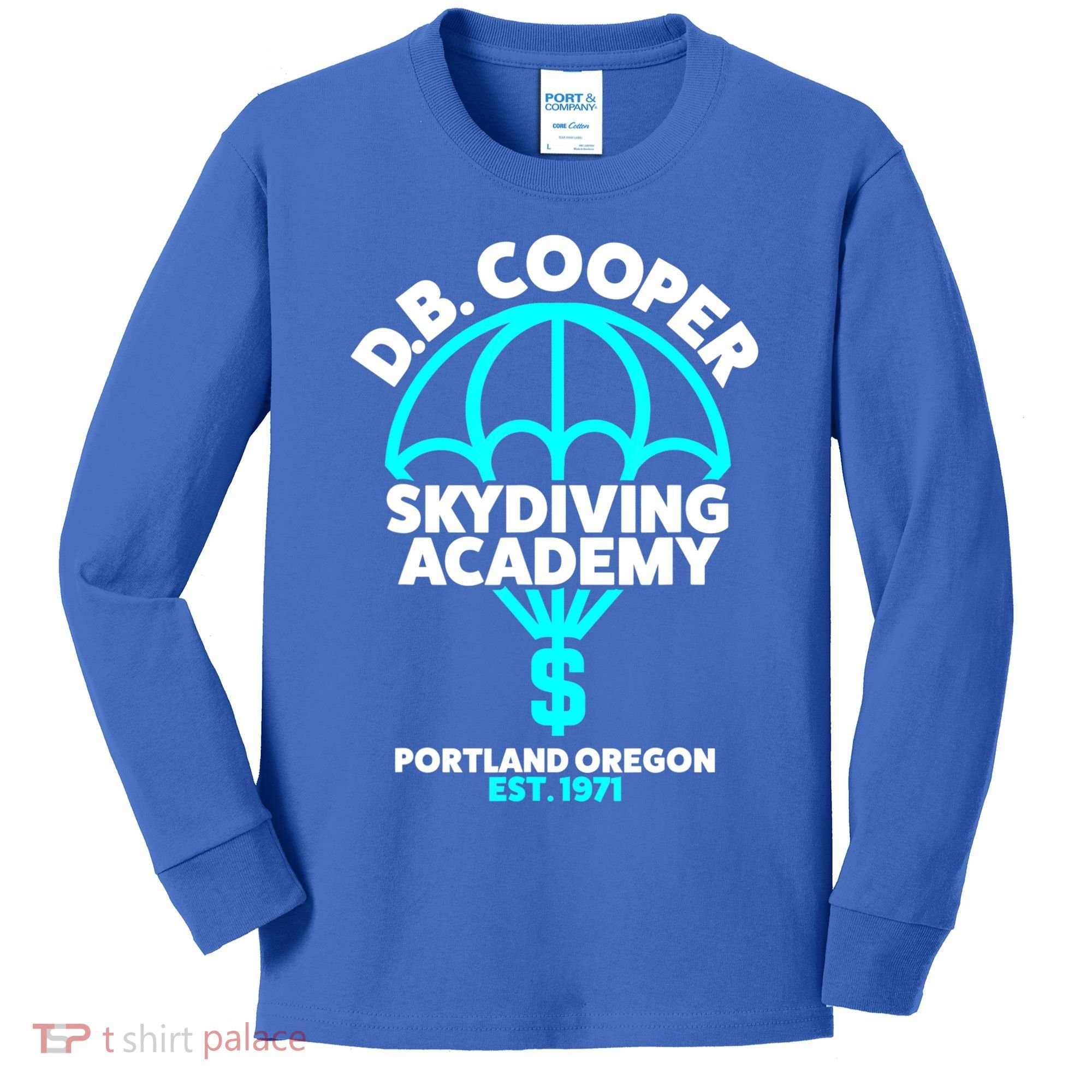 Funny D.B. Cooper Shirt DB Cooper Skydiving Academy Kids Long Sleeve Shirt