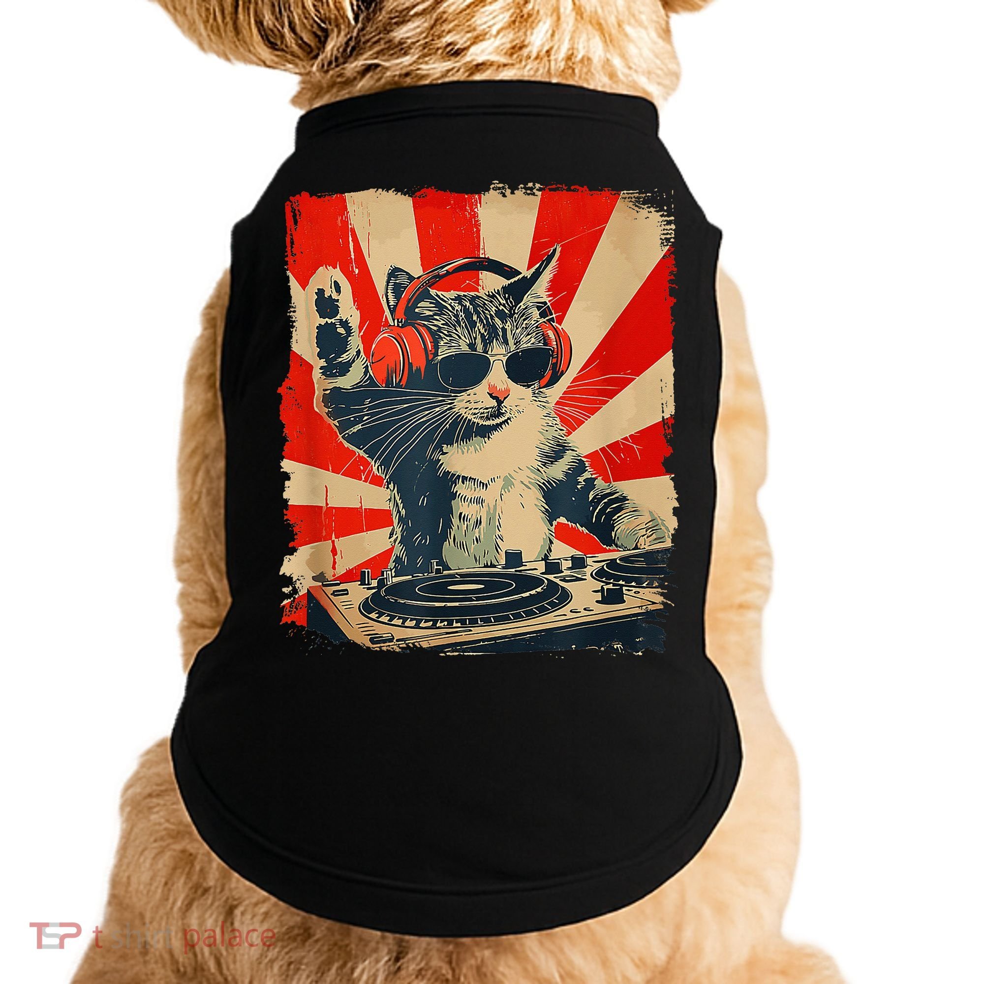 Funny Dj Cat Disco Sound Tech Headphone Music Doggie Tank