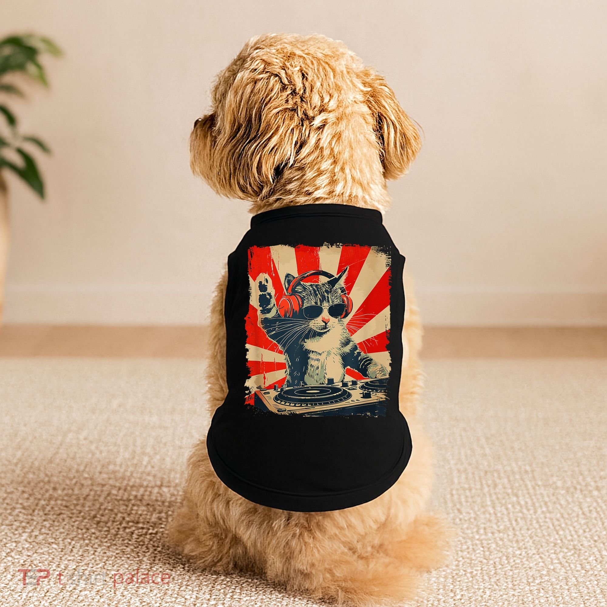 Funny Dj Cat Disco Sound Tech Headphone Music Doggie Tank