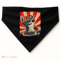 Funny Dj Cat Disco Sound Tech Headphone Music USA-Made Doggie Bandana thumb 0