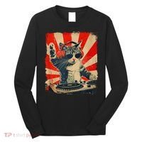 Funny Dj Cat Disco Sound Tech Headphone Music Long Sleeve Shirt thumb 0