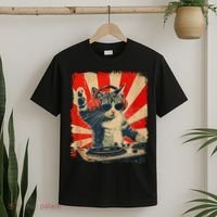 Funny Dj Cat Disco Sound Tech Headphone Music T-Shirt thumb 2
