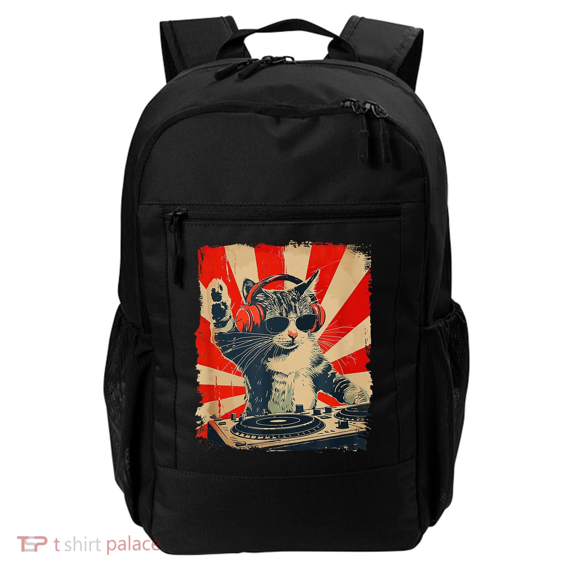 Funny Dj Cat Disco Sound Tech Headphone Music Backpack