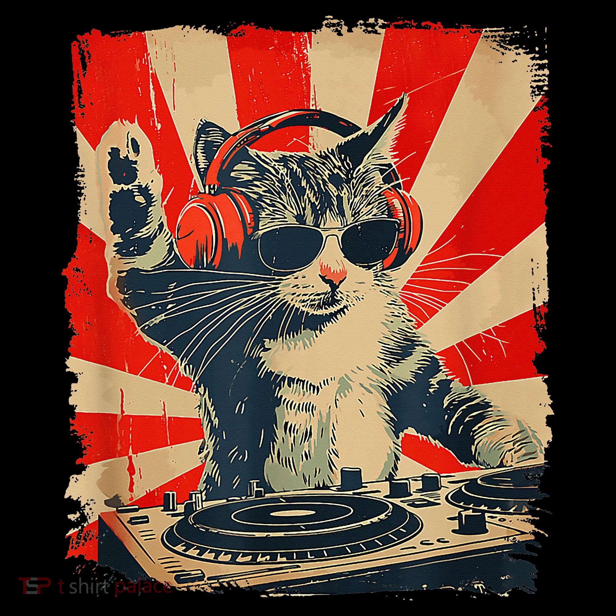 Funny Dj Cat Disco Sound Tech Headphone Music Mousepad