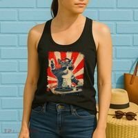 Funny Dj Cat Disco Sound Tech Headphone Music Women's Tank Top thumb 2