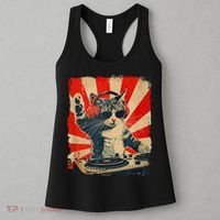 Funny Dj Cat Disco Sound Tech Headphone Music Women's Tank Top thumb 3