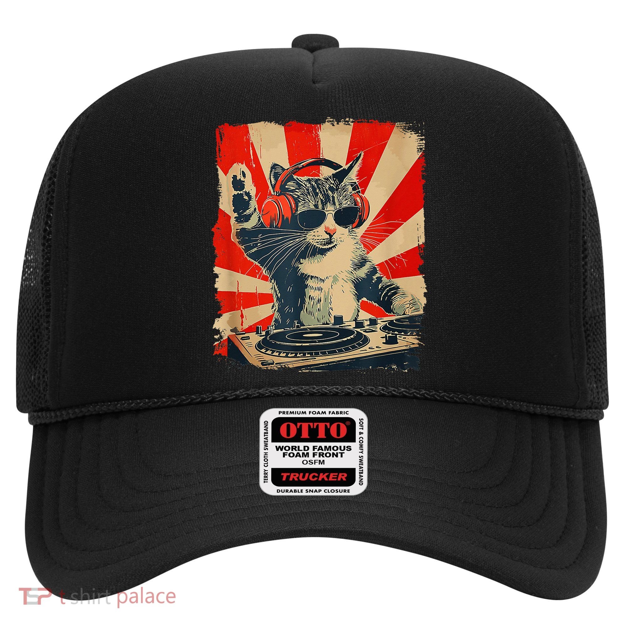 Funny Dj Cat Disco Sound Tech Headphone Music Hat