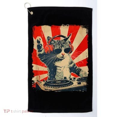 Funny Dj Cat Disco Sound Tech Headphone Music Golf Towel