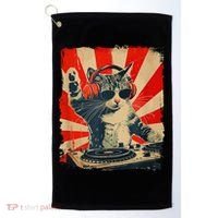 Funny Dj Cat Disco Sound Tech Headphone Music Golf Towel thumb 0