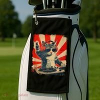 Funny Dj Cat Disco Sound Tech Headphone Music Golf Towel thumb 2