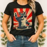 Funny Dj Cat Disco Sound Tech Headphone Music Women's T-Shirt thumb 2