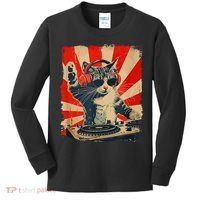 Funny Dj Cat Disco Sound Tech Headphone Music Kids Long Sleeve Shirt thumb 0