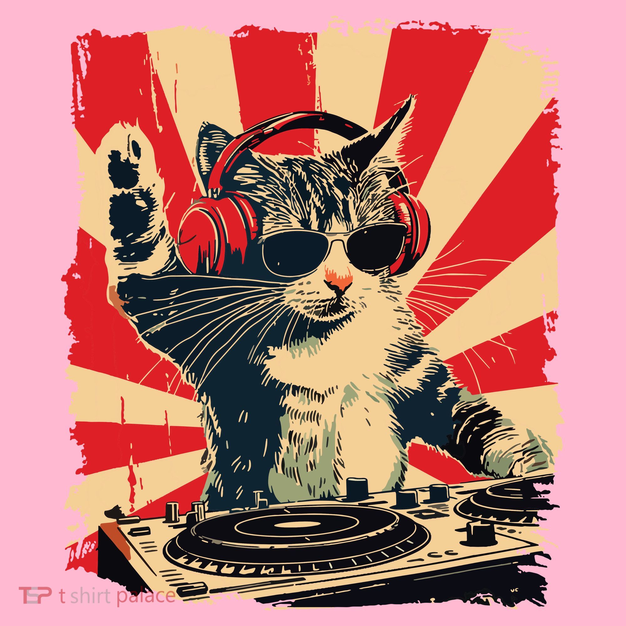 Funny Dj Cat Disco Sound Tech Headphone Music Coaster