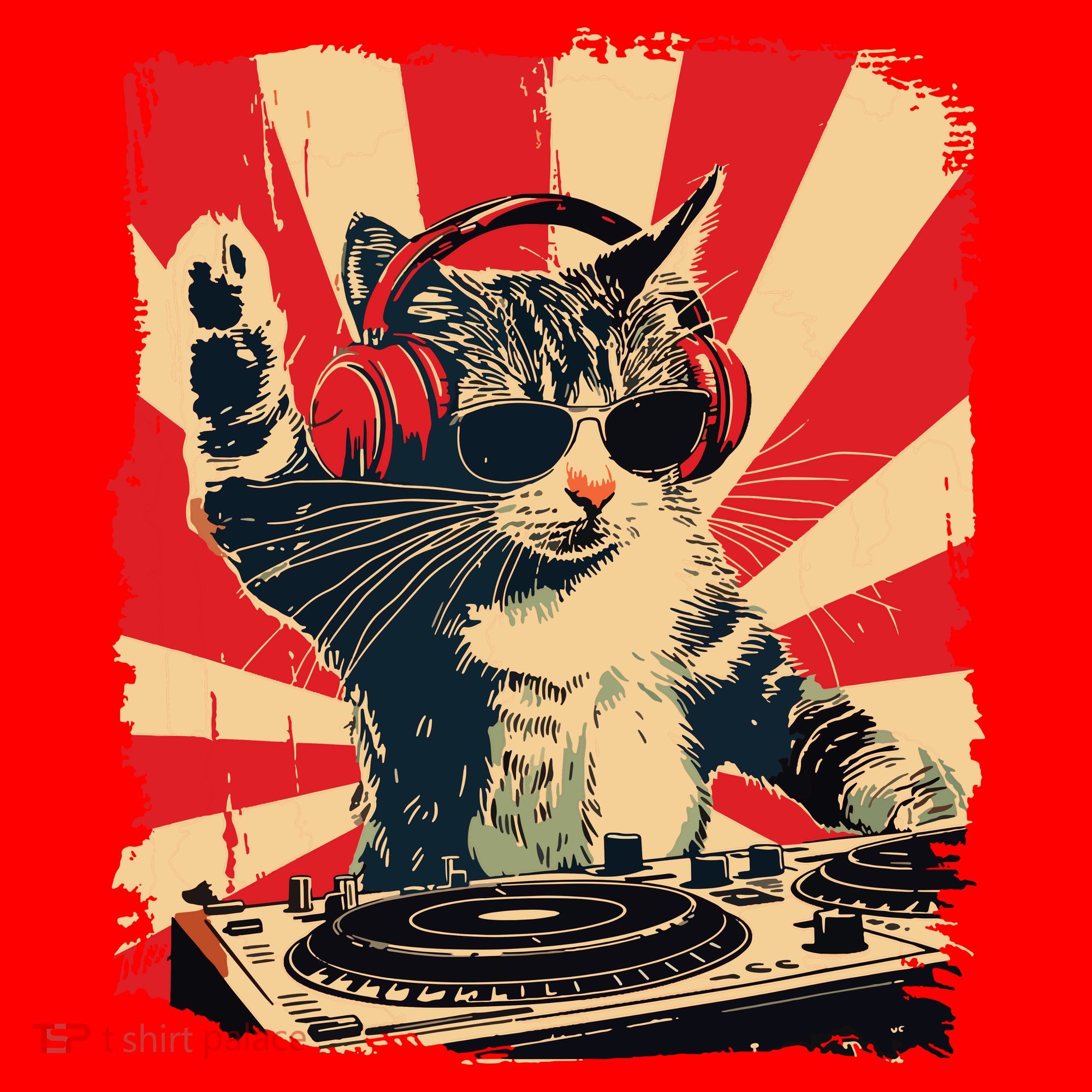 Funny Dj Cat Disco Sound Tech Headphone Music Santa Hat