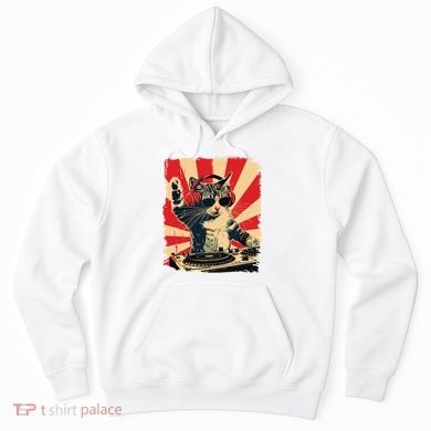 Funny Dj Cat Disco Sound Tech Headphone Music Hoodie