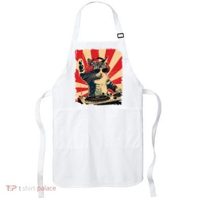 Funny Dj Cat Disco Sound Tech Headphone Music Apron
