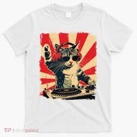 Funny Dj Cat Disco Sound Tech Headphone Music T-Shirt thumb 0