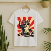 Funny Dj Cat Disco Sound Tech Headphone Music T-Shirt thumb 2