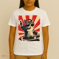 Funny Dj Cat Disco Sound Tech Headphone Music T-Shirt thumb 4