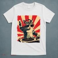 Funny Dj Cat Disco Sound Tech Headphone Music T-Shirt thumb 5