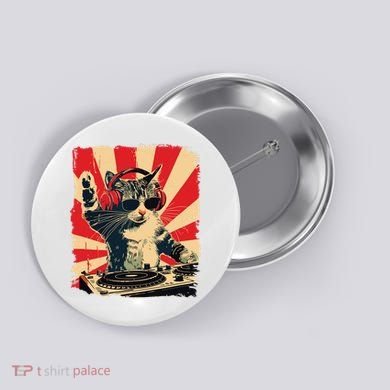 Funny Dj Cat Disco Sound Tech Headphone Music Button