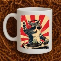 Funny Dj Cat Disco Sound Tech Headphone Music Coffee Mug thumb 2