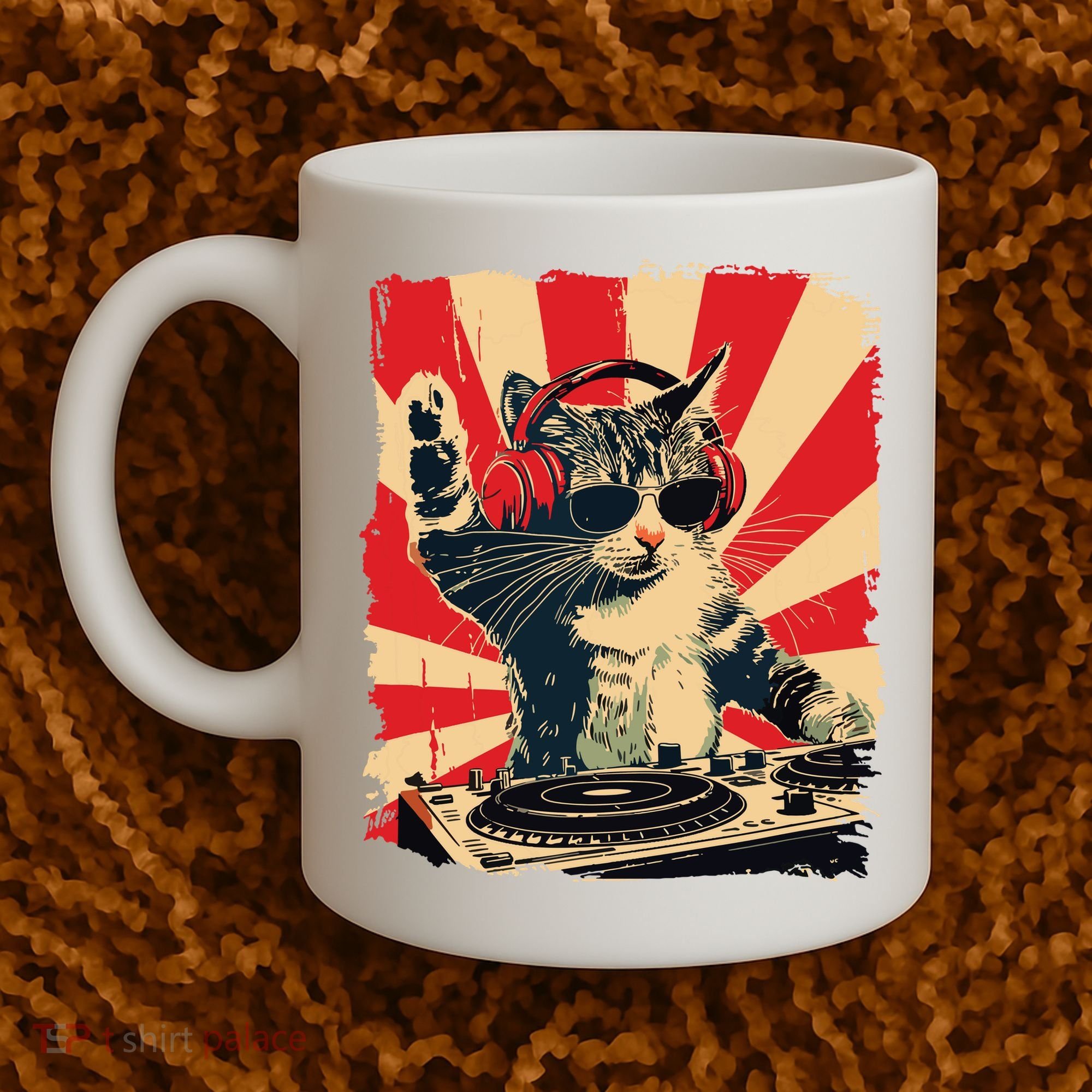 Funny Dj Cat Disco Sound Tech Headphone Music Coffee Mug