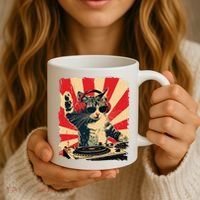 Funny Dj Cat Disco Sound Tech Headphone Music Coffee Mug thumb 3