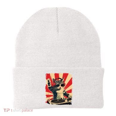 Funny Dj Cat Disco Sound Tech Headphone Music Beanie