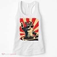Funny Dj Cat Disco Sound Tech Headphone Music Women's Tank Top thumb 0