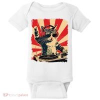 Funny Dj Cat Disco Sound Tech Headphone Music Baby Bodysuit thumb 0