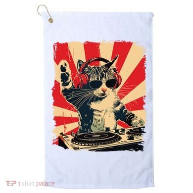 Funny Dj Cat Disco Sound Tech Headphone Music Golf Towel
