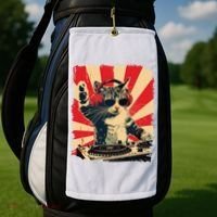 Funny Dj Cat Disco Sound Tech Headphone Music Golf Towel thumb 2