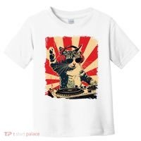 Funny Dj Cat Disco Sound Tech Headphone Music Toddler T-Shirt thumb 0
