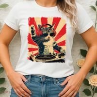 Funny Dj Cat Disco Sound Tech Headphone Music Women's T-Shirt thumb 2