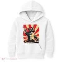 Funny Dj Cat Disco Sound Tech Headphone Music Kids Hoodie thumb 0