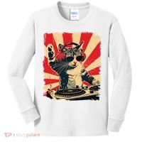 Funny Dj Cat Disco Sound Tech Headphone Music Kids Long Sleeve Shirt thumb 0