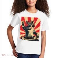 Funny Dj Cat Disco Sound Tech Headphone Music Kids T-Shirt thumb 2