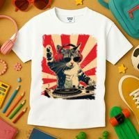 Funny Dj Cat Disco Sound Tech Headphone Music Kids T-Shirt thumb 3