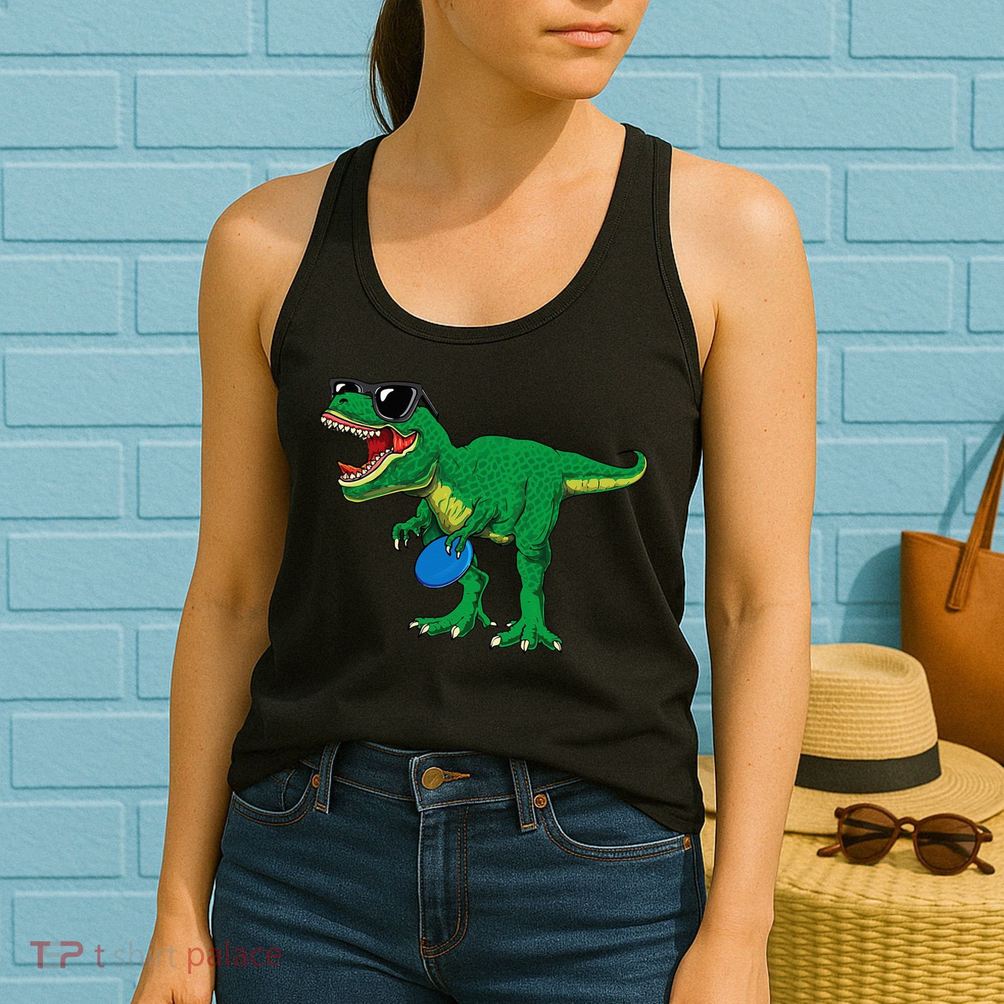 Frisbees Dino Cute T Rex Dinosaur Disc Golf Gift Women's Tank Top