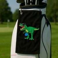 Frisbees Dino Cute T Rex Dinosaur Disc Golf Gift Golf Towel thumb 2