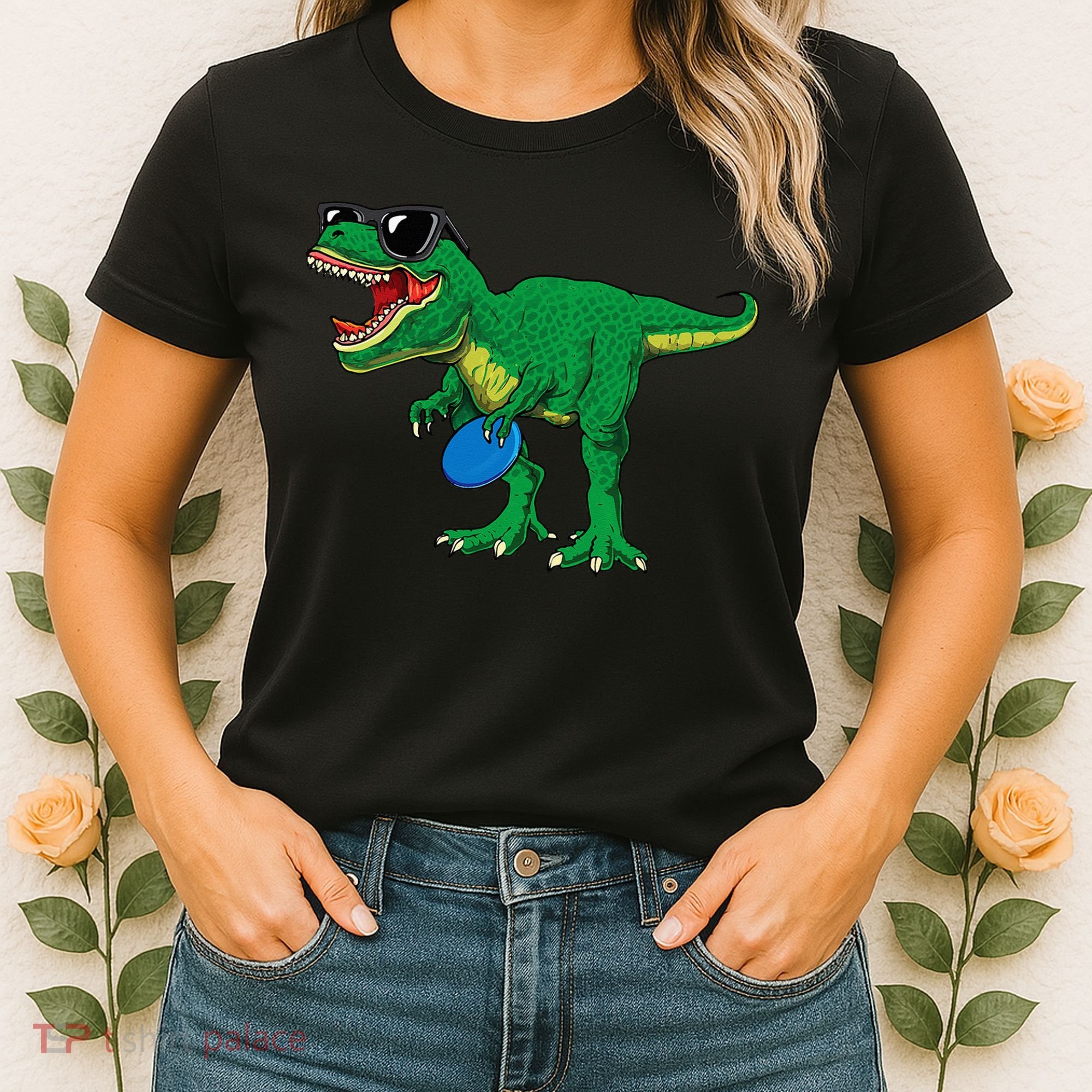Frisbees Dino Cute T Rex Dinosaur Disc Golf Gift Women's T-Shirt