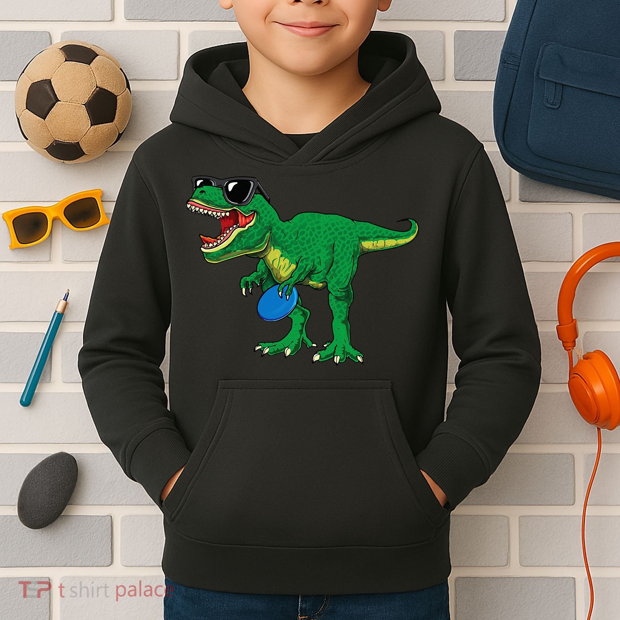 Frisbees Dino Cute T Rex Dinosaur Disc Golf Gift Kids Hoodie