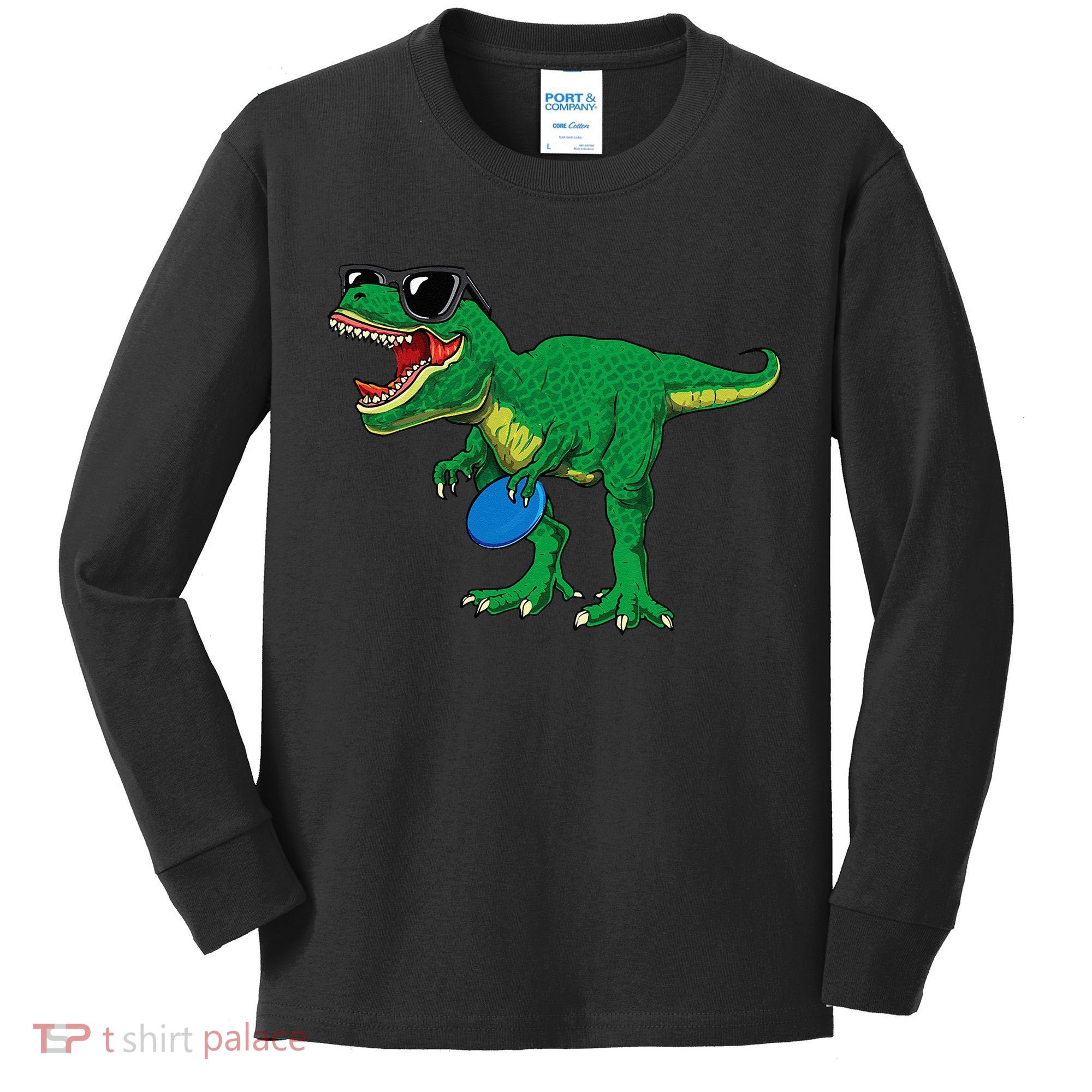 Frisbees Dino Cute T Rex Dinosaur Disc Golf Gift Kids Long Sleeve Shirt