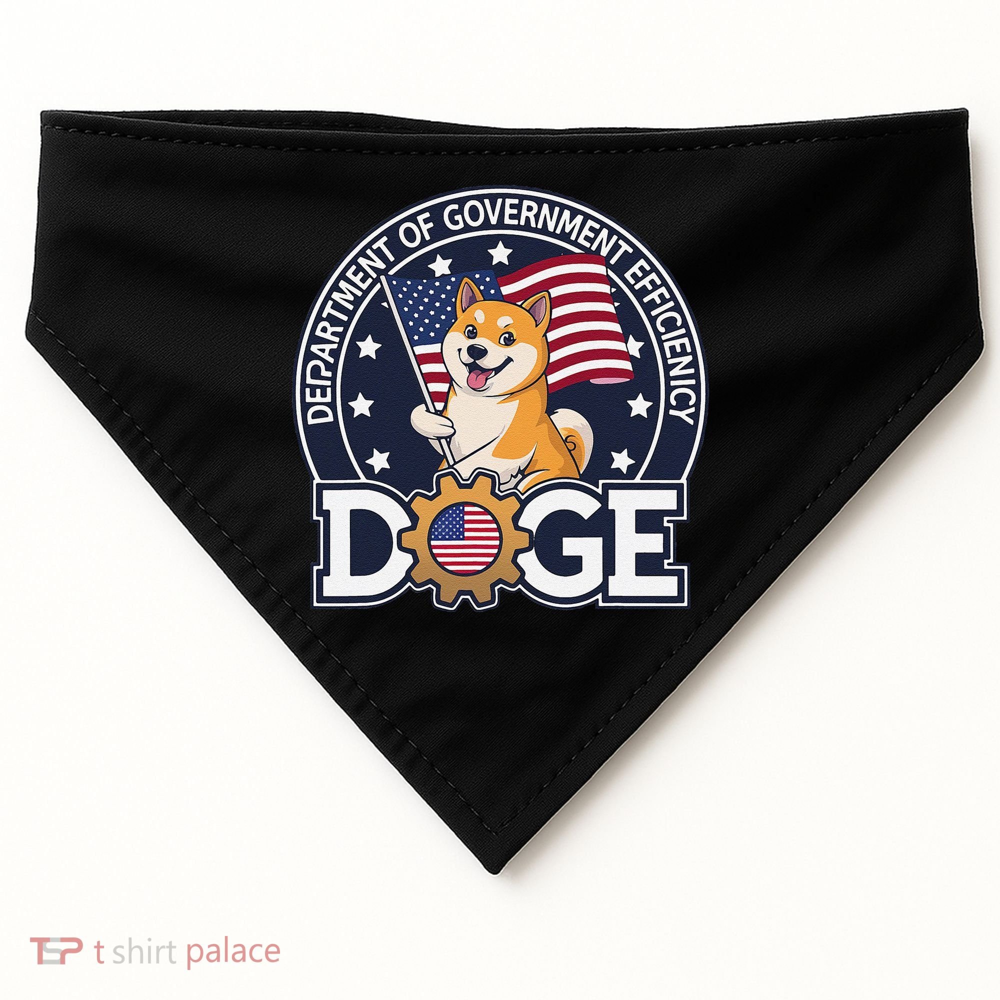 Funny Doge Crypto Meme Department Of Government Efficiency USA-Made Doggie Bandana