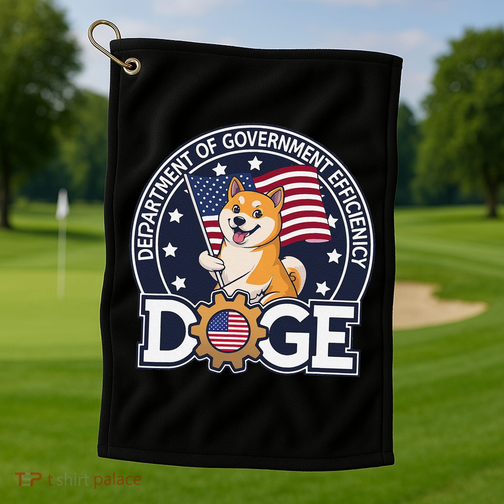 Funny Doge Crypto Meme Department Of Government Efficiency Golf Towel