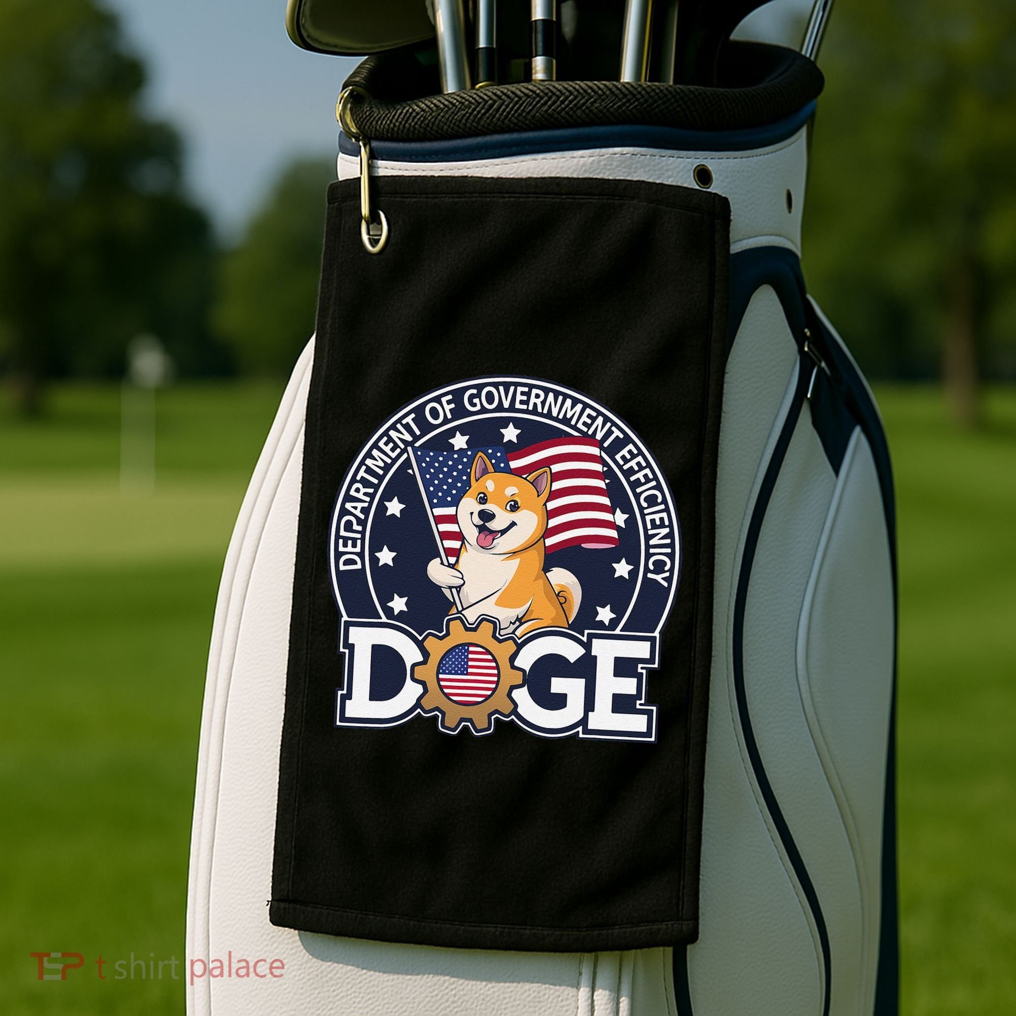 Funny Doge Crypto Meme Department Of Government Efficiency Golf Towel