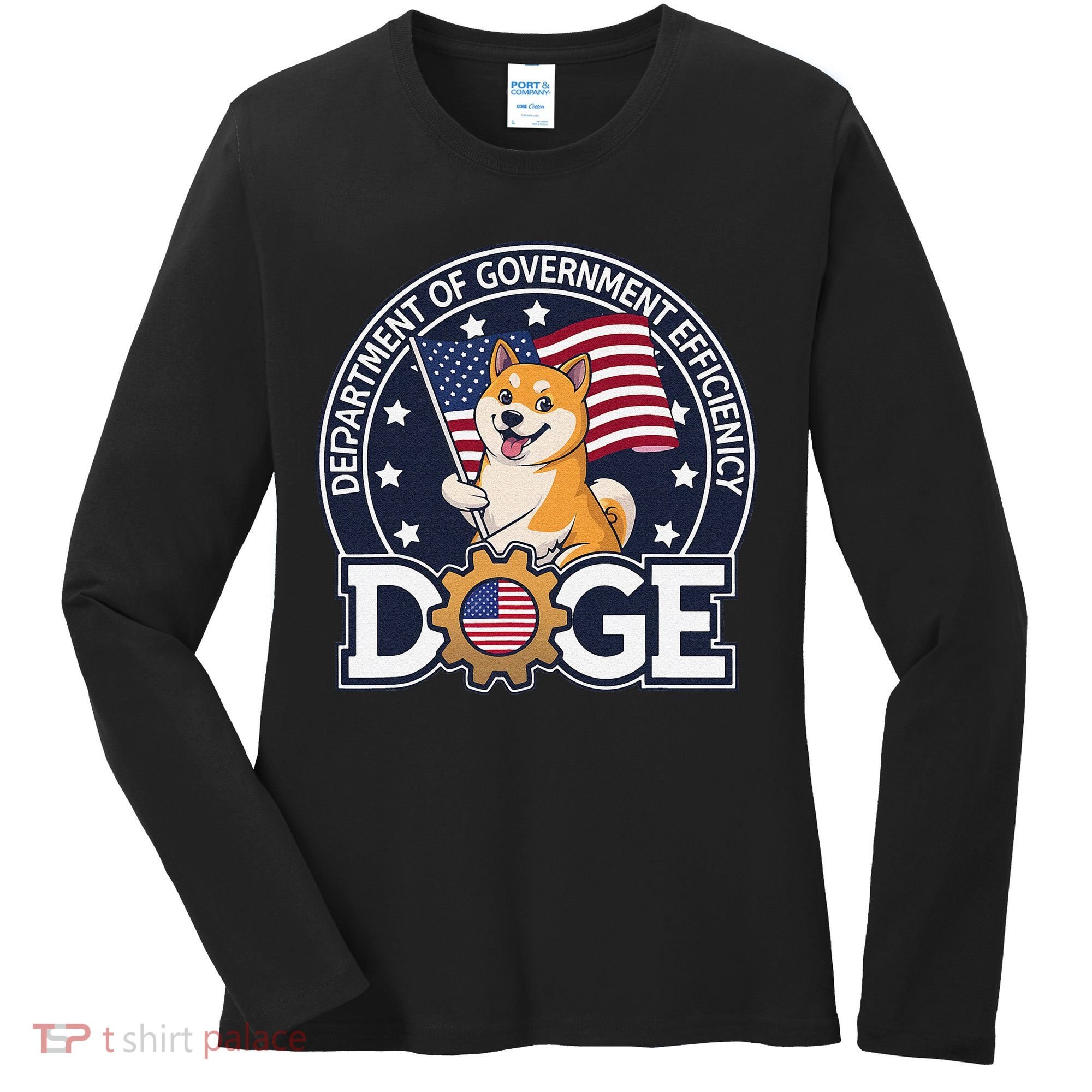 Funny Doge Crypto Meme Department Of Government Efficiency Women's Long Sleeve Shirt