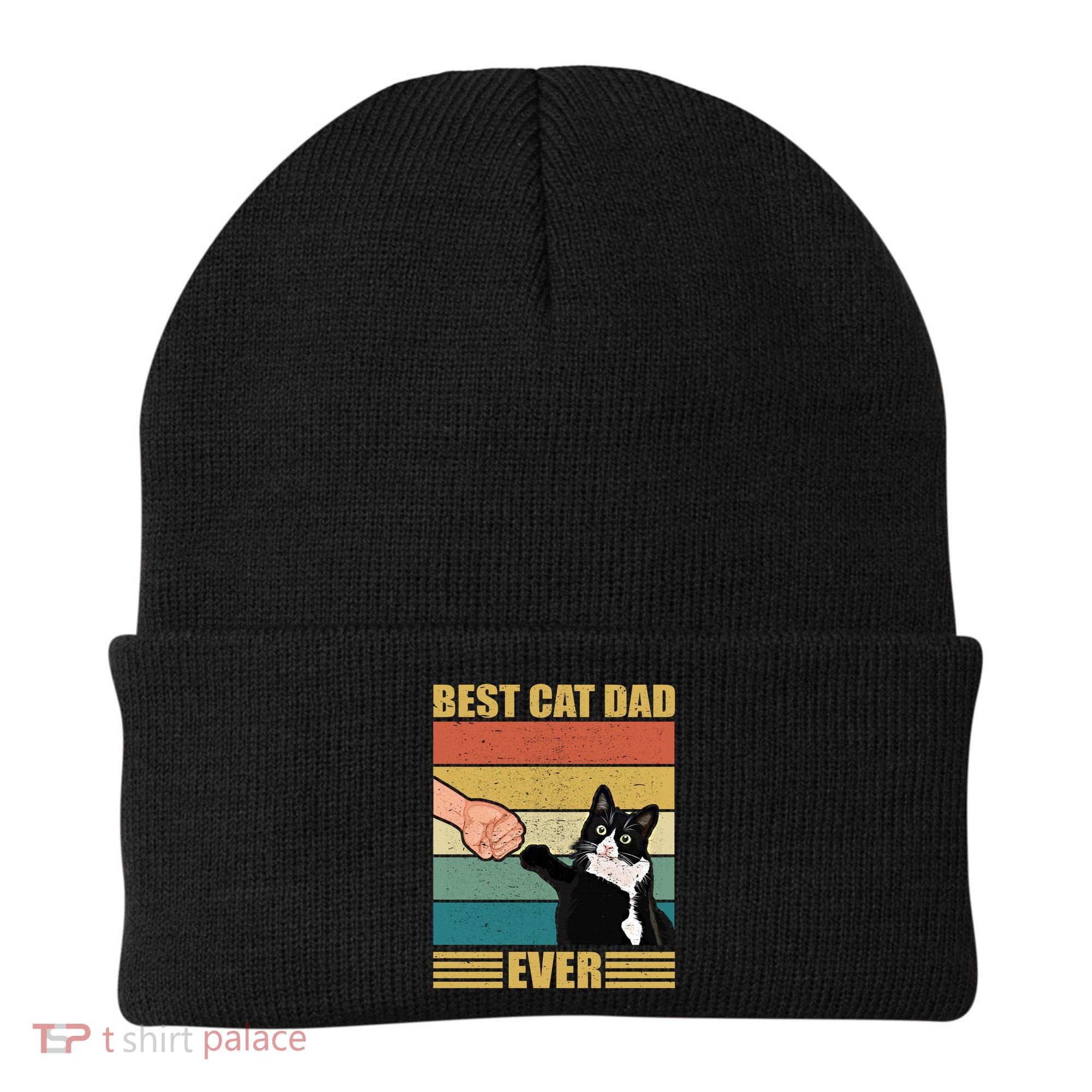 Fathers Day Cat Dad Funny Best Cat Dad Ever Gift Beanie